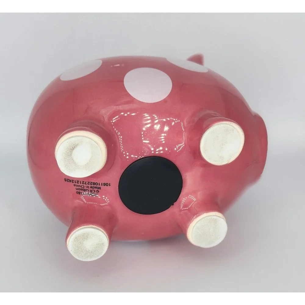 Gibson Pink Ceramic Piggy Bank with‎ White Polka Dots 6